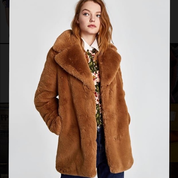 Zara Jackets & Blazers - Zara Faux Fur Coat Brown